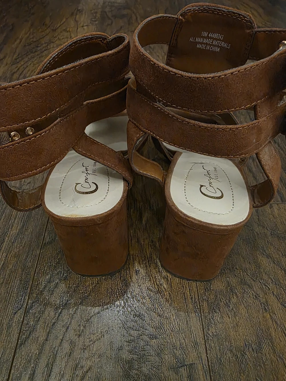Comfort Est. 1946 Suede Brown Block Heel Sandal with Double Buckle Straps